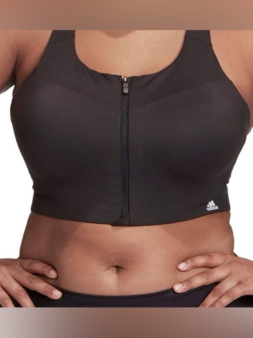 Adidas | Ultra High Support Zip Front Black Sports Bra 44DD